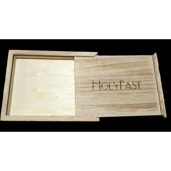 Holyfast Engraved Sliding Lid Wooden Box - Picture 2 of 6